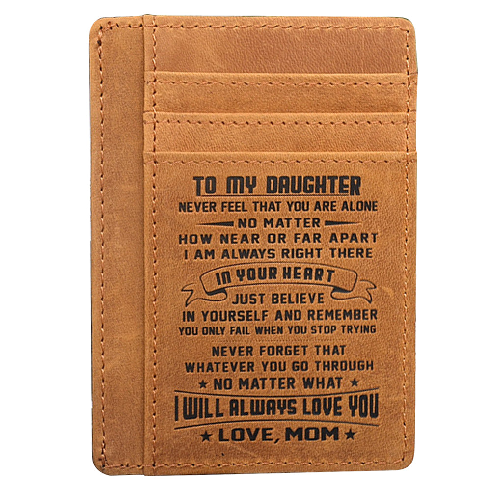 AP156 To My Son Daughter Minimalist Wallet Gift from Dad Mom RFID Blocking Cowhide Leather Front Pocket Card Bag AP156 To My Son Daughter Minimalist Wallet Gift from Dad Mom RFID Blocking Cowhide Leather Front Pocket Card Bag
